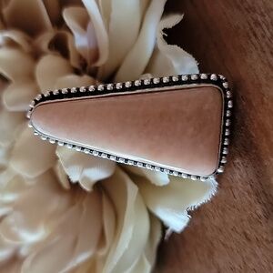 Large Peach Aventurine Stone Ring Size 5¼